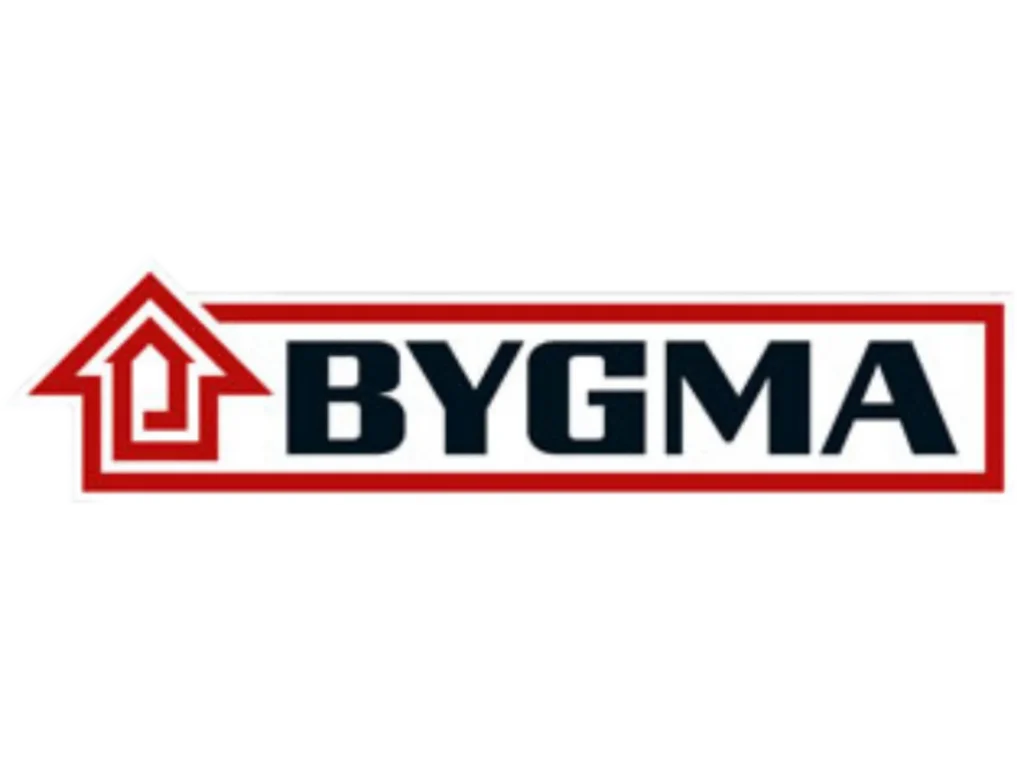 Tømrermester Strandgaard logo med bygningselementer og kvalitetsfokus.